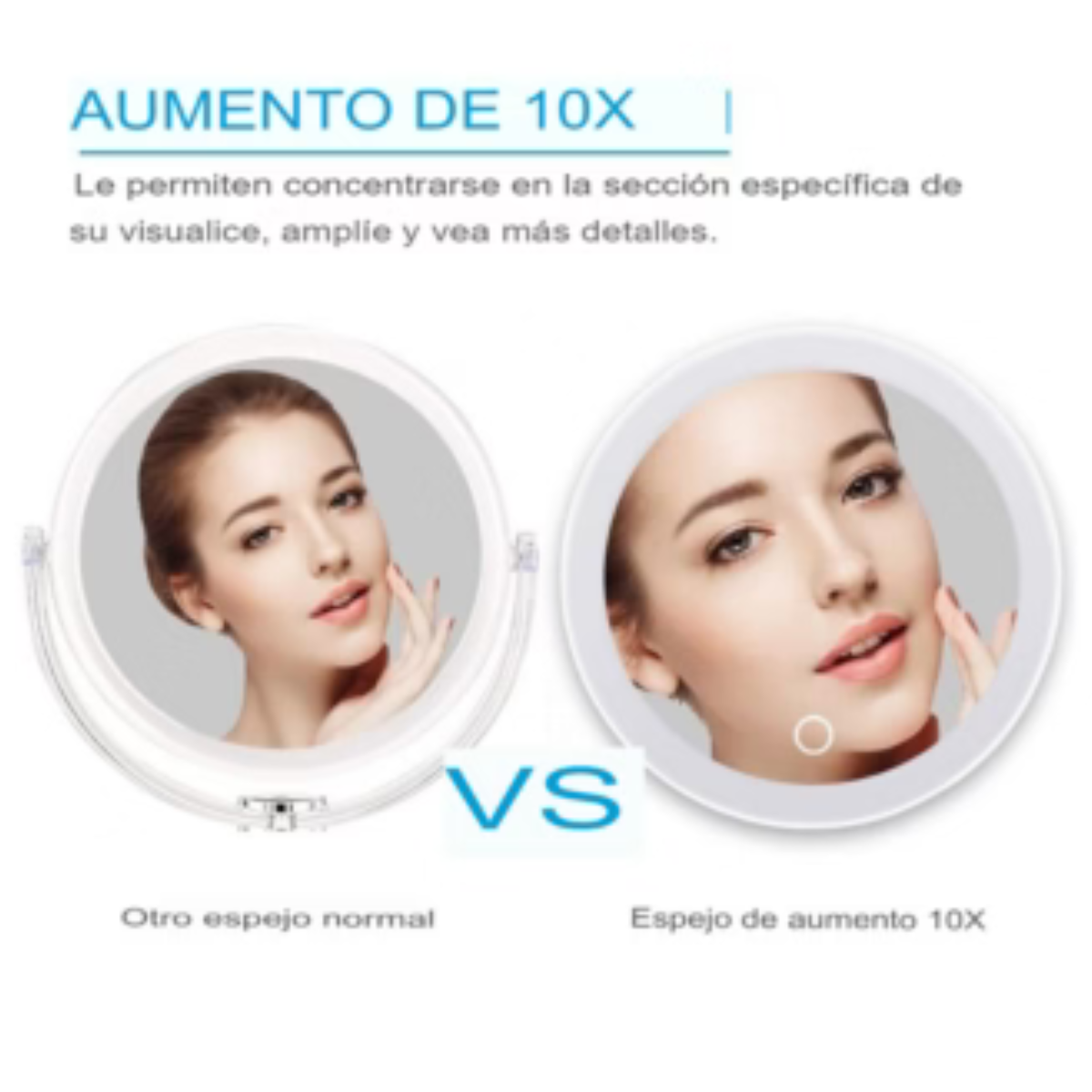 Espejo de maquillaje móvil LED x10